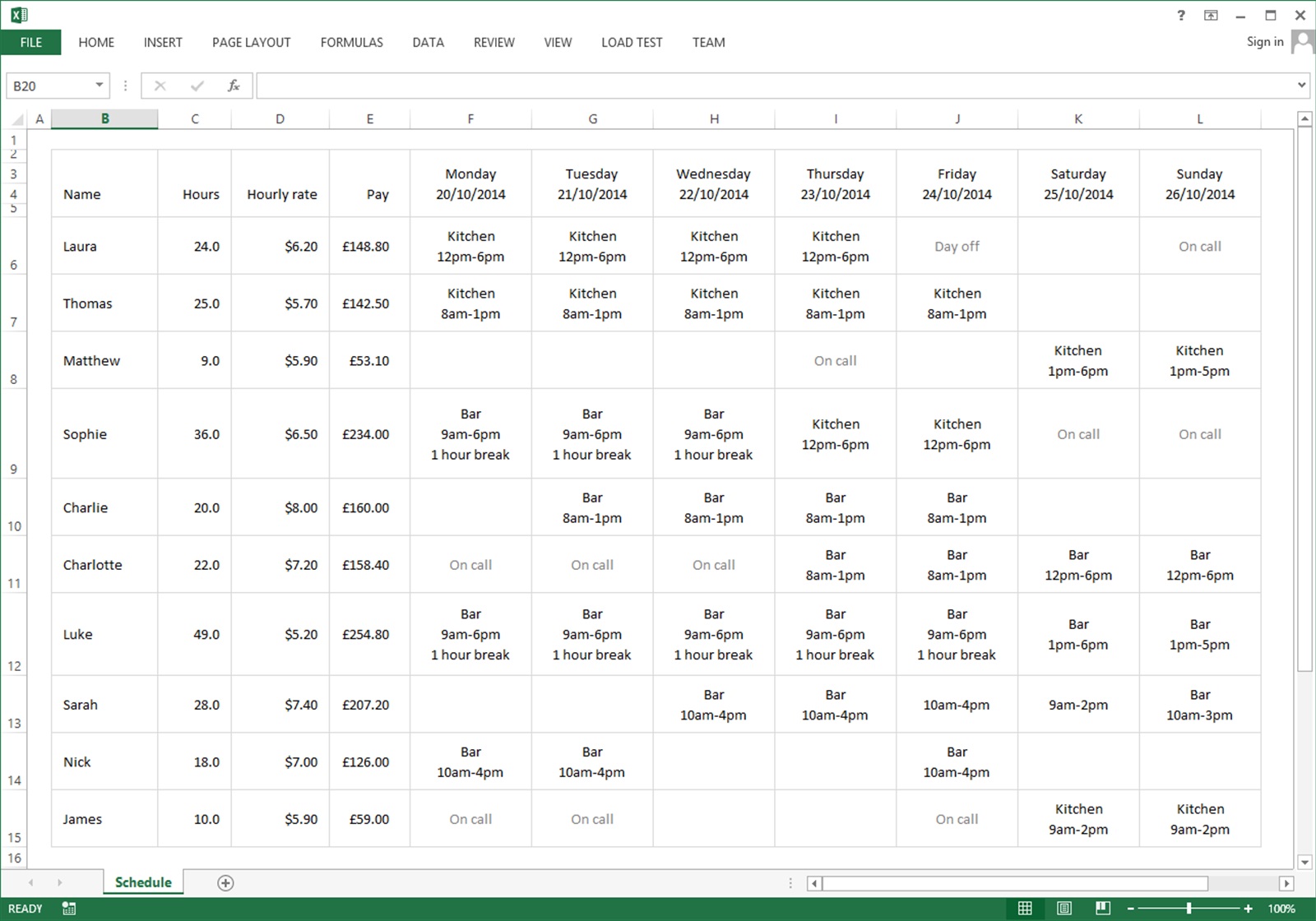 Free Excel Template for Your Staff Rota